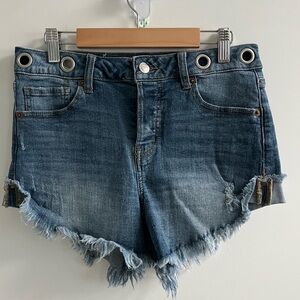 Altar'd State Blue Frayed Jean Shorts